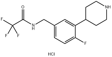 2,2,2-trifluoro-N-(4-fluoro-3-(piperidin-4-yl)benzyl)acetamide 结构式