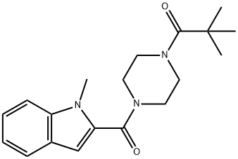 2,2-dimethyl-1-{4-[(1-methyl-1H-indol-2-yl)carbonyl]piperazin-1-yl}propan-1-one 结构式