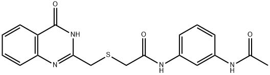 N-[3-(acetylamino)phenyl]-2-{[(4-hydroxyquinazolin-2-yl)methyl]sulfanyl}acetamide 结构式