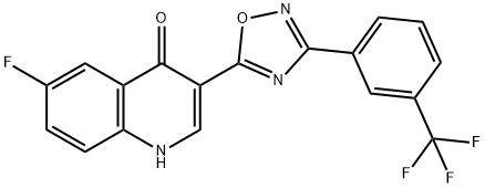 6-fluoro-3-(3-(3-(trifluoromethyl)phenyl)-1,2,4-oxadiazol-5-yl)quinolin-4(1H)-one 结构式