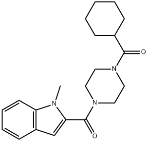 cyclohexyl{4-[(1-methyl-1H-indol-2-yl)carbonyl]piperazin-1-yl}methanone 结构式