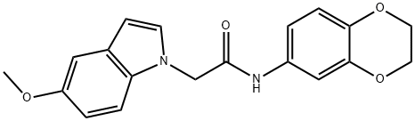 N-(2,3-dihydro-1,4-benzodioxin-6-yl)-2-(5-methoxy-1H-indol-1-yl)acetamide 结构式