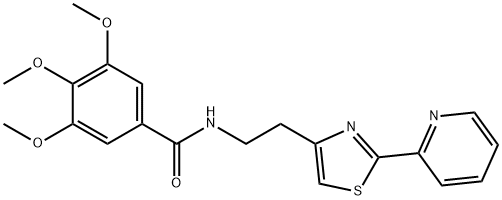 3,4,5-trimethoxy-N-{2-[2-(pyridin-2-yl)-1,3-thiazol-4-yl]ethyl}benzamide 结构式