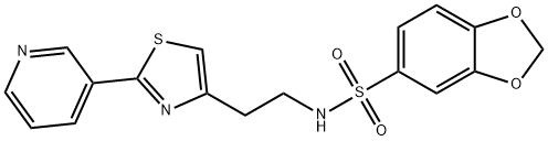 N-{2-[2-(pyridin-3-yl)-1,3-thiazol-4-yl]ethyl}-1,3-benzodioxole-5-sulfonamide 结构式