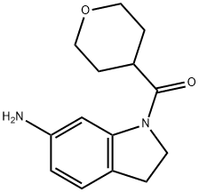 (6-氨基二氢吲哚-1-基)(四氢-2H-吡喃-4-基)甲酮 结构式