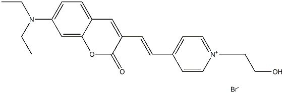 Pyridinium, 4-[2-[7-(diethylamino)-2-oxo-2H-1-benzopyran-3-yl]ethenyl]-1-(2-hydroxyethyl)-, bromide 结构式