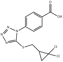 4-(5-{[(2,2-dichlorocyclopropyl)methyl]sulfanyl}-1H-tetrazol-1-yl)benzoic acid 结构式
