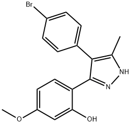 2-[4-(4-bromophenyl)-3-methyl-1H-pyrazol-5-yl]-5-methoxyphenol 结构式
