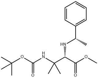S-3-甲基-3-叔丁氧羰氨基-2-(S-1-苯乙胺基)丁酸甲酯 结构式