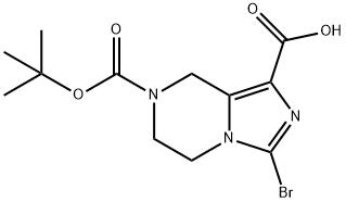 3-溴-7-[(叔-丁氧基)羰基]-5H,6H,7H,8H-咪唑并[1,5-A]吡嗪-1-羧酸 结构式