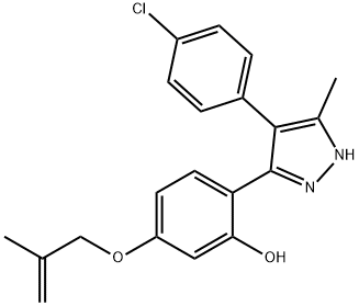 2-[4-(4-chlorophenyl)-5-methyl-1H-pyrazol-3-yl]-5-[(2-methylprop-2-en-1-yl)oxy]phenol 结构式