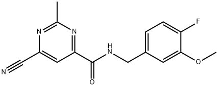 4-Pyrimidinecarboxamide, 6-cyano-N-[(4-fluoro-3-methoxyphenyl)methyl]-2-methyl- 结构式