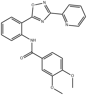 3,4-dimethoxy-N-{2-[3-(2-pyridinyl)-1,2,4-oxadiazol-5-yl]phenyl}benzamide 结构式