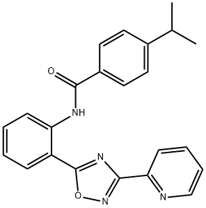 4-(propan-2-yl)-N-{2-[3-(pyridin-2-yl)-1,2,4-oxadiazol-5-yl]phenyl}benzamide 结构式