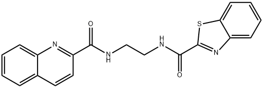 N-{2-[(1,3-benzothiazol-2-ylcarbonyl)amino]ethyl}quinoline-2-carboxamide 结构式