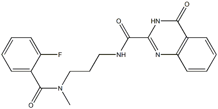 N-(3-{[(2-fluorophenyl)carbonyl](methyl)amino}propyl)-4-oxo-3,4-dihydroquinazoline-2-carboxamide 结构式