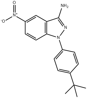 1-(4-(tert-Butyl)phenyl)-5-nitro-1H-indazol-3-amine 结构式