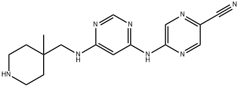 5-((6-(Methyl(4-methylpiperidin-4-yl)amino)pyrimidin-4-yl)amino)pyrazine-2-carbonitrile 结构式