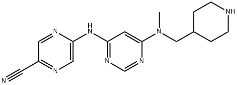 5-((6-(Methyl(piperidin-4-ylmethyl)amino)pyrimidin-4-yl)amino)pyrazine-2-carbonitrile 结构式