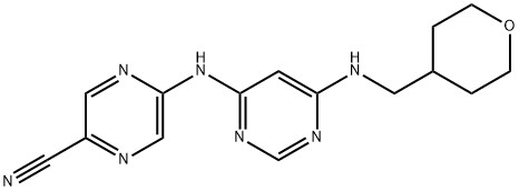 5-((6-(Methyl(tetrahydro-2H-pyran-4-yl)amino)pyrimidin-4-yl)amino)pyrazine-2-carbonitrile 结构式