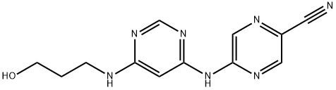 5-((6-((3-Hydroxypropyl)amino)pyrimidin-4-yl)amino)pyrazine-2-carbonitrile 结构式