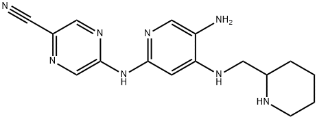 5-((5-Amino-4-((piperidin-2-ylmethyl)amino)pyridin-2-yl)amino)pyrazine-2-carbonitrile 结构式