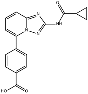 4-[2-(cyclopropanecarbonylamino)-[1,2,4]triazolo[1,5-a]pyridin-5-yl]benzoic acid 结构式