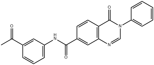 N-(3-acetylphenyl)-4-oxo-3-phenyl-3,4-dihydroquinazoline-7-carboxamide 结构式