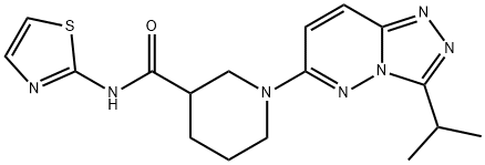 1-[3-(propan-2-yl)[1,2,4]triazolo[4,3-b]pyridazin-6-yl]-N-(1,3-thiazol-2-yl)piperidine-3-carboxamide 结构式