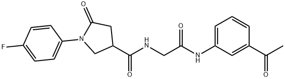 N-{2-[(3-acetylphenyl)amino]-2-oxoethyl}-1-(4-fluorophenyl)-5-oxopyrrolidine-3-carboxamide 结构式