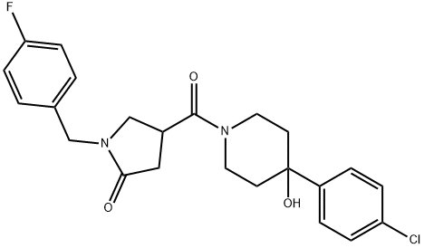 4-{[4-(4-chlorophenyl)-4-hydroxypiperidin-1-yl]carbonyl}-1-(4-fluorobenzyl)pyrrolidin-2-one 结构式