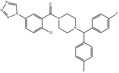 {4-[bis(4-fluorophenyl)methyl]piperazin-1-yl}[2-chloro-5-(1H-tetrazol-1-yl)phenyl]methanone 结构式