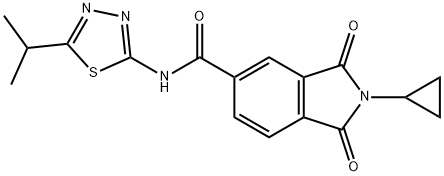 2-cyclopropyl-1,3-dioxo-N-[(2E)-5-(propan-2-yl)-1,3,4-thiadiazol-2(3H)-ylidene]-2,3-dihydro-1H-isoindole-5-carboxamide 结构式