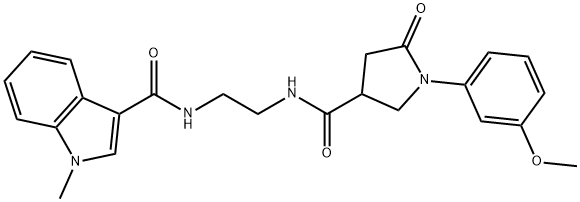 N-[2-({[1-(3-methoxyphenyl)-5-oxopyrrolidin-3-yl]carbonyl}amino)ethyl]-1-methyl-1H-indole-3-carboxamide 结构式