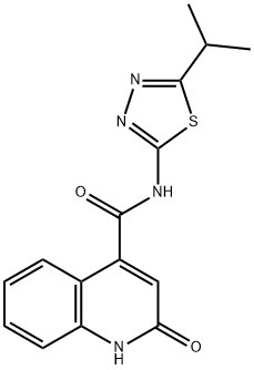 2-hydroxy-N-[5-(propan-2-yl)-1,3,4-thiadiazol-2-yl]quinoline-4-carboxamide 结构式