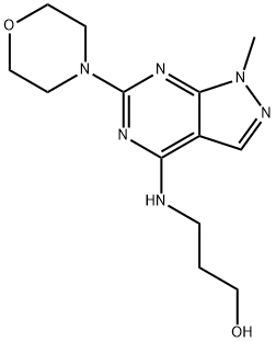 3-{[1-methyl-6-(morpholin-4-yl)-1H-pyrazolo[3,4-d]pyrimidin-4-yl]amino}propan-1-ol 结构式