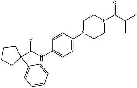 N-{4-[4-(2-methylpropanoyl)piperazin-1-yl]phenyl}-1-phenylcyclopentanecarboxamide 结构式