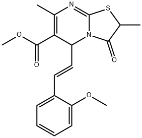 methyl 5-[(E)-2-(2-methoxyphenyl)ethenyl]-2,7-dimethyl-3-oxo-2,3-dihydro-5H-[1,3]thiazolo[3,2-a]pyrimidine-6-carboxylate 结构式