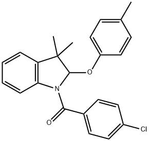 (4-Chlorophenyl)(3,3-dimethyl-2-(p-tolyloxy)indolin-1-yl)methanone 结构式