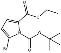 5-bromo-1H-Pyrrole-1,2-dicarboxylic acid 1-(1,1-dimethylethyl) 2-ethyl ester 结构式