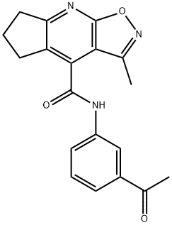 N-(3-acetylphenyl)-3-methyl-6,7-dihydro-5H-cyclopenta[b][1,2]oxazolo[4,5-e]pyridine-4-carboxamide 结构式