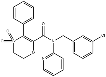 N-(3-chlorobenzyl)-3-phenyl-N-(pyridin-2-yl)-5,6-dihydro-1,4-oxathiine-2-carboxamide 4,4-dioxide 结构式