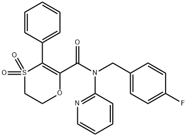 N-(4-fluorobenzyl)-3-phenyl-N-(pyridin-2-yl)-5,6-dihydro-1,4-oxathiine-2-carboxamide 4,4-dioxide 结构式