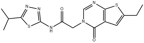 2-(6-ethyl-4-oxothieno[2,3-d]pyrimidin-3(4H)-yl)-N-[(2E)-5-(propan-2-yl)-1,3,4-thiadiazol-2(3H)-ylidene]acetamide 结构式