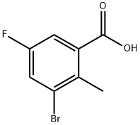 3-溴-5-氟-2-甲基苯甲酸 结构式