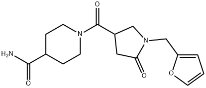 1-{[1-(furan-2-ylmethyl)-5-oxopyrrolidin-3-yl]carbonyl}piperidine-4-carboxamide 结构式