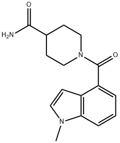 1-[(1-methyl-1H-indol-4-yl)carbonyl]piperidine-4-carboxamide 结构式