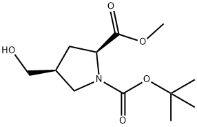 (2S,4S)-1-叔丁基-2-甲基-4-(羟基甲基)吡咯烷-1,2-二羧酸 结构式