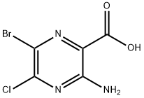 3-氨基-6-溴-5-氯吡嗪-2-羧酸 结构式