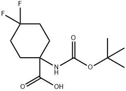 1-((tert-Butoxycarbonyl)amino)-4,4-difluorocyclohexanecarboxylic acid 结构式